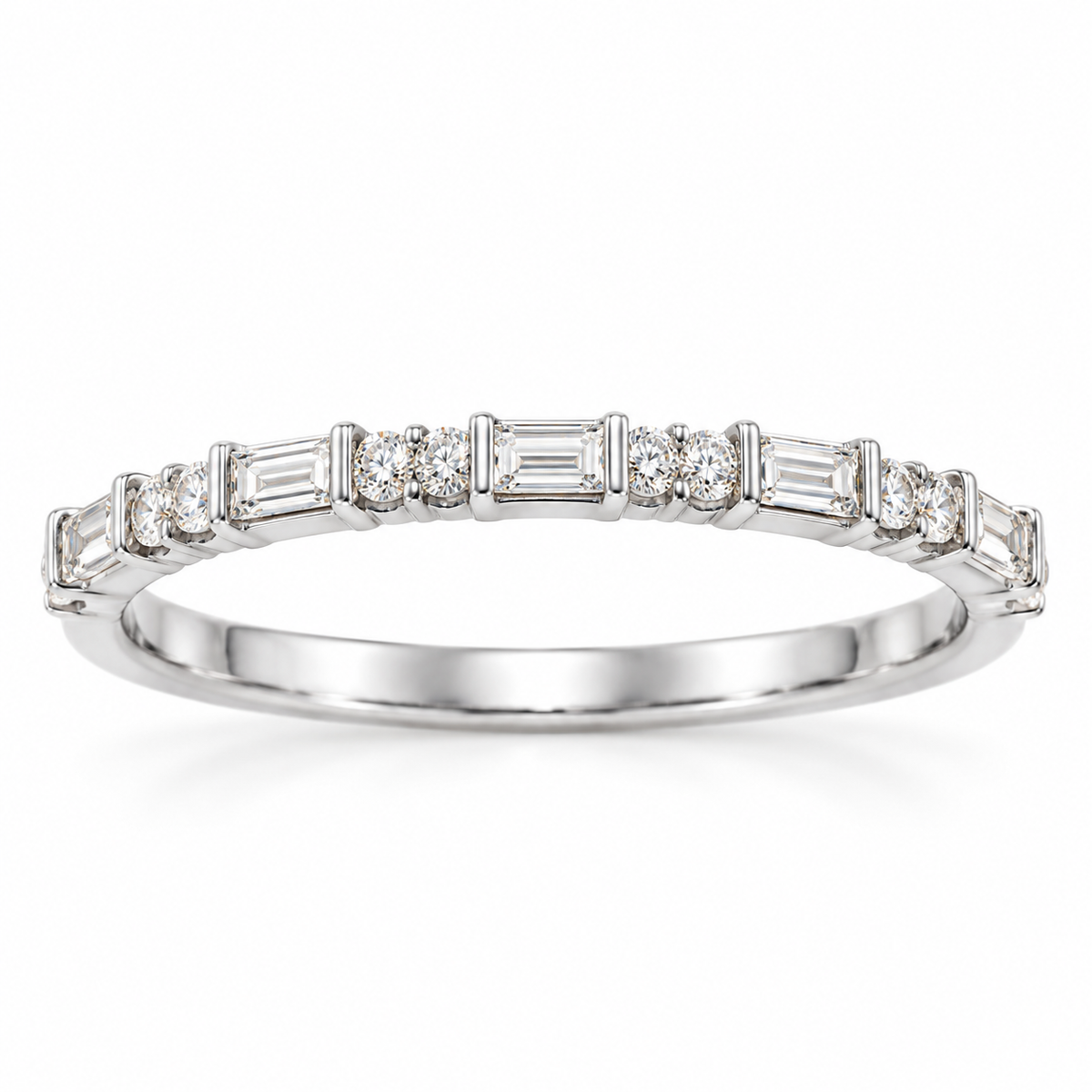 Sterling Silver Alteranting Lab-Grown Diamond Stackable Ring