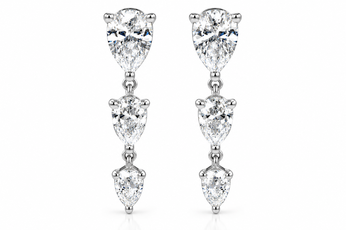 14K White Gold Pear-Shaped Lab-Grown Diamond Drop Earrings