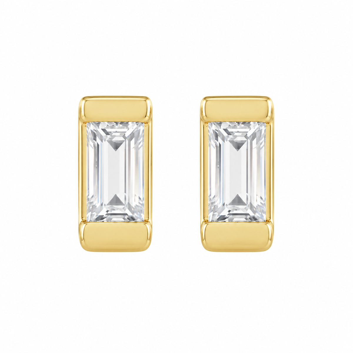 14K Yellow Gold Lab-Grown Diamond Baguette Stud Earrings