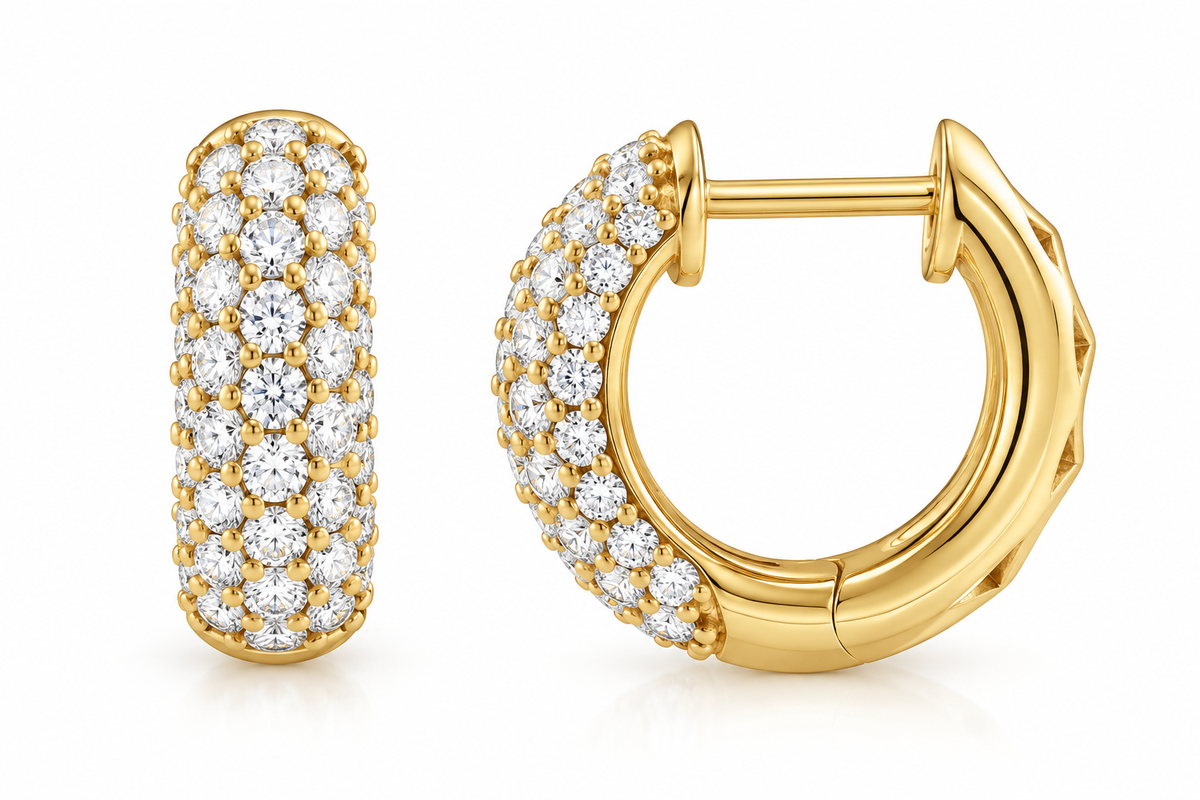 14K Yellow Gold Lab-Grown Diamond Huggie Hoop Earrings