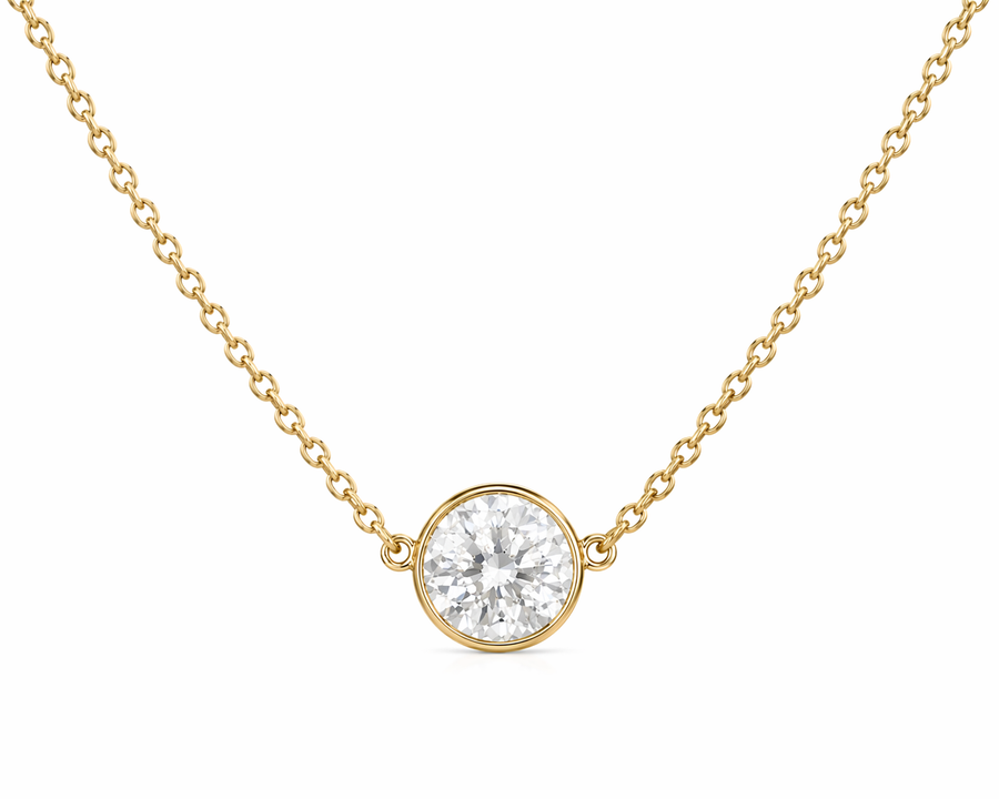 14K Yellow Gold European Diamond Necklace