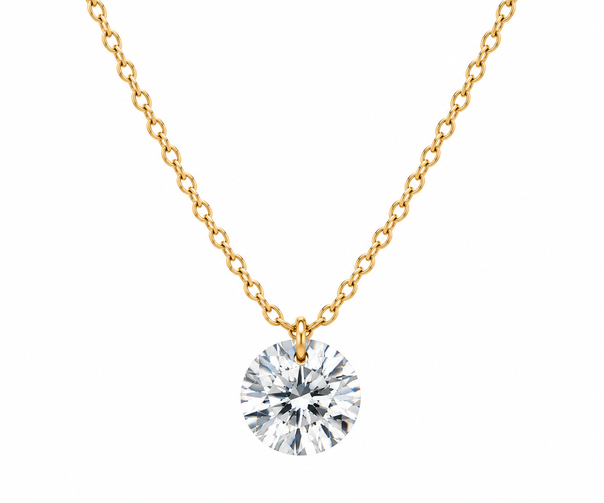 14K Yellow Gold Vermeil Drilled Lab-Grown Diamond Necklace