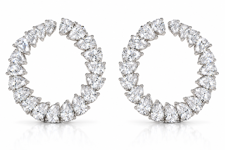 14K White Gold Lab Grown Pear-Shaped Diamond Earrings